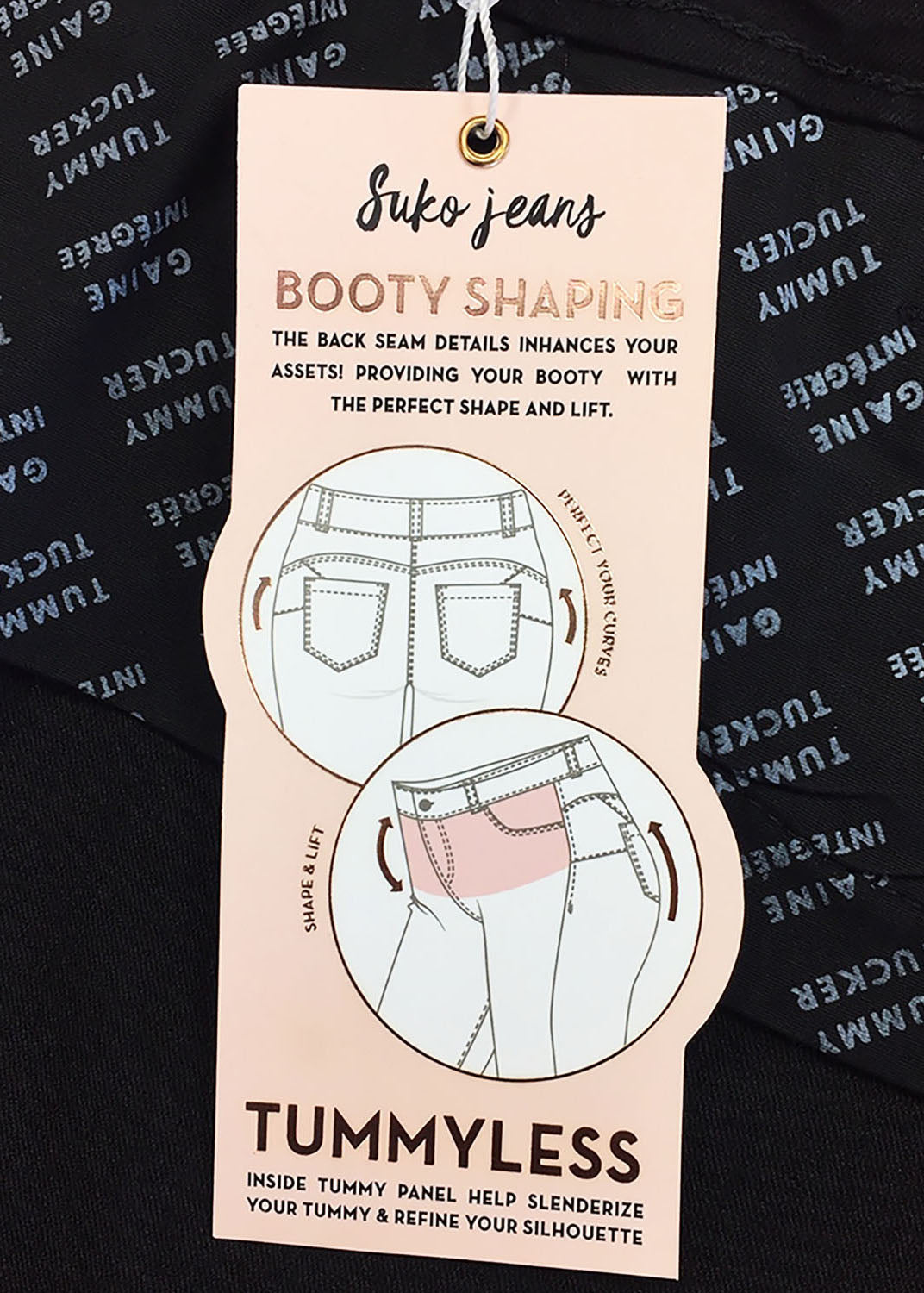 Mid Rise Biker Skinny Stretch Denim Jean With Tummy Tucker