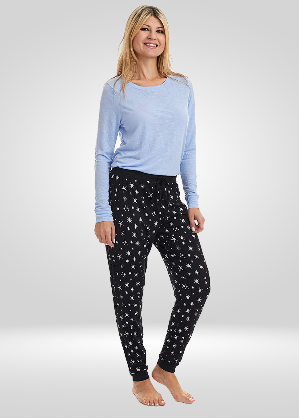 Black Star Print Stretch Pajama Bottoms