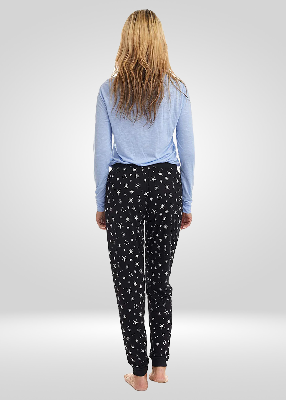 Black Star Print Stretch Pajama Bottoms