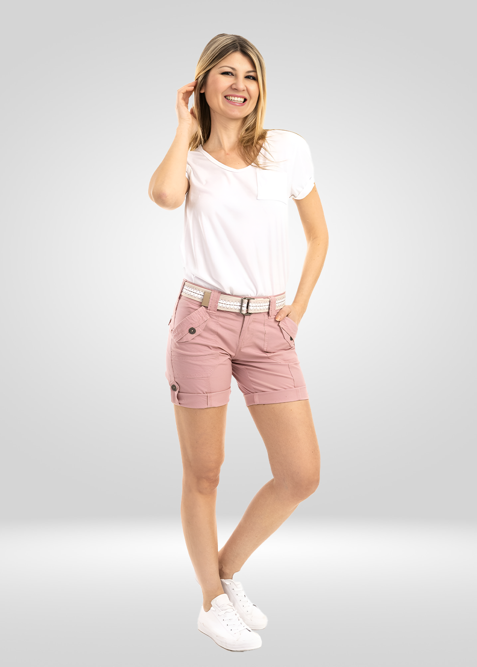 Cargo Bermuda Shorts Adjustable Length with Belt