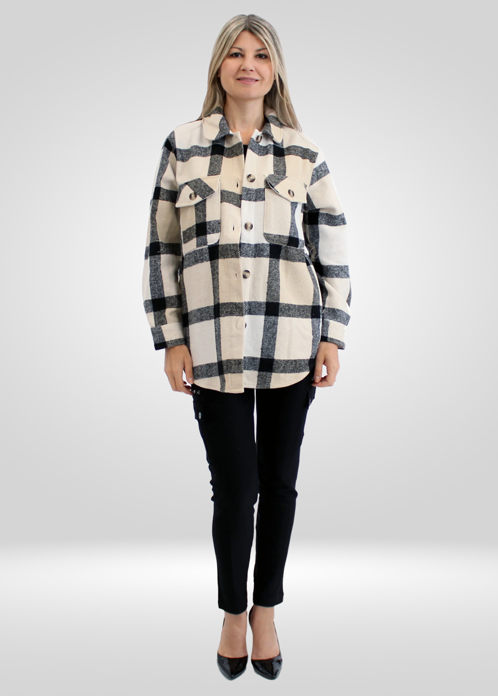 DD77 Womens's Black Wooled Shacket