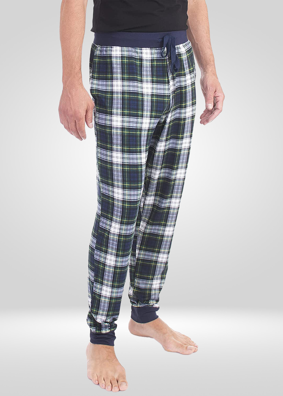 Mens Navy Green Pajama - Knit Jogger