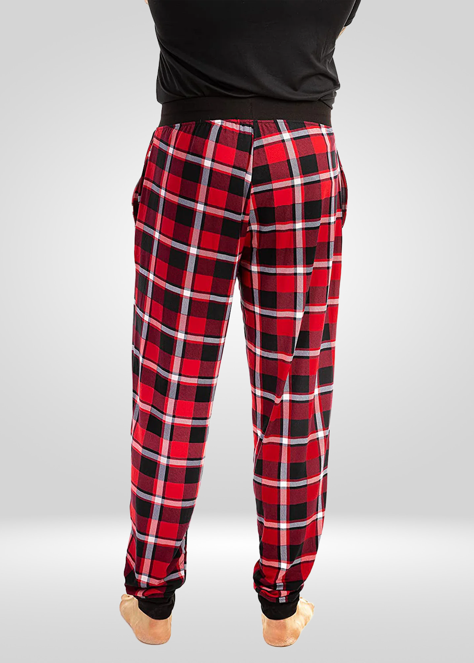 Mens Red Black Pajama - Knit Jogger