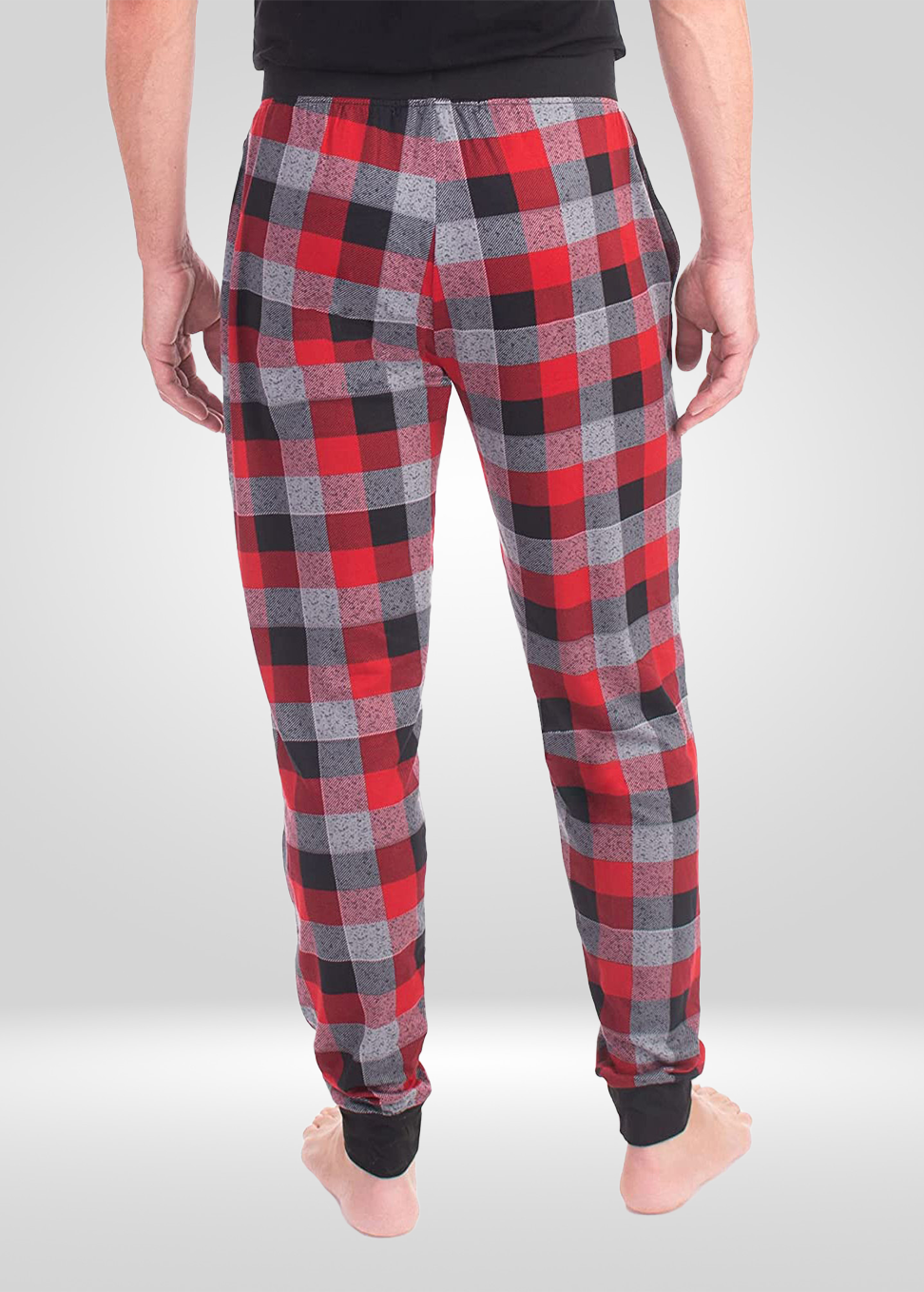 Mens Red Grey Black Pajama - Knit Jogger