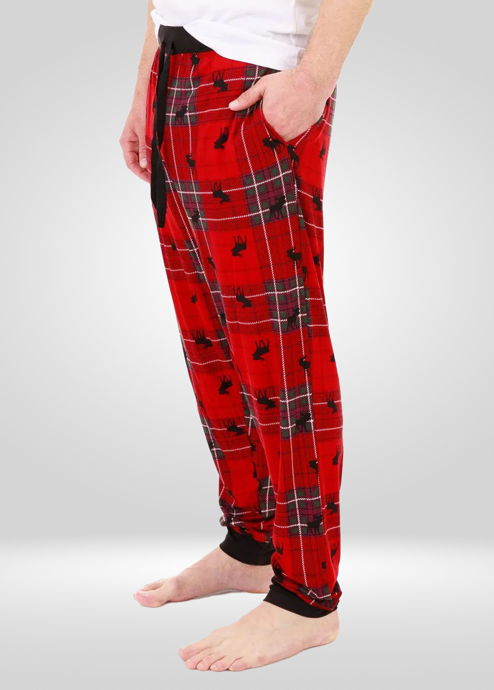 Mens Red Moose Pajama - Knit Jogger