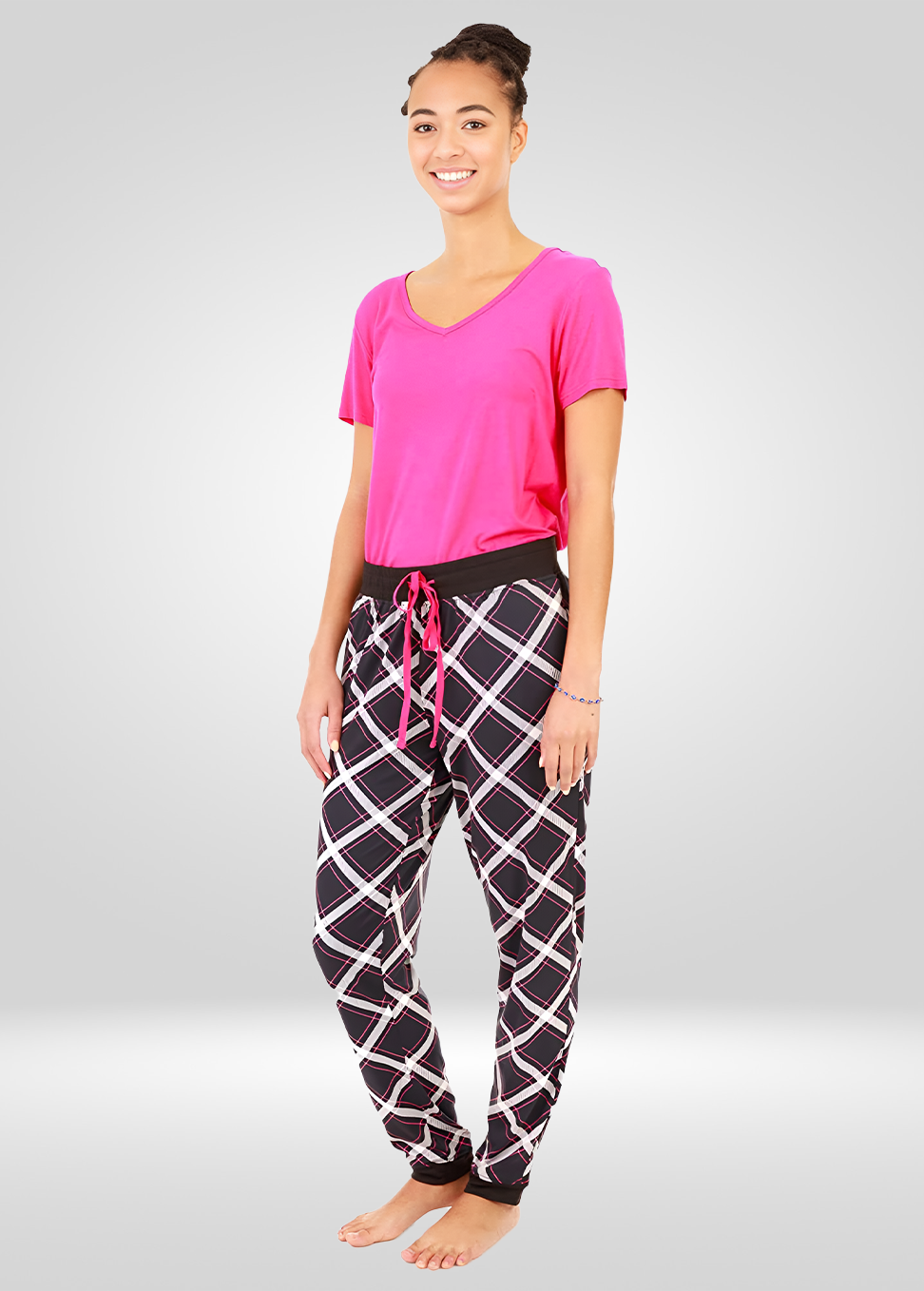Navy Plaid Stretch Pajama Bottoms
