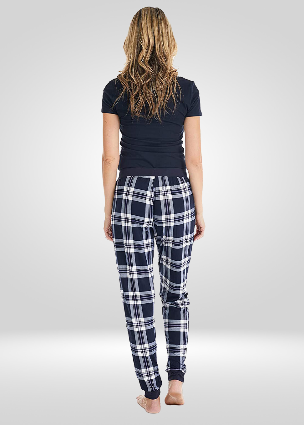 Navy Plaid Stretch Pajama Bottoms