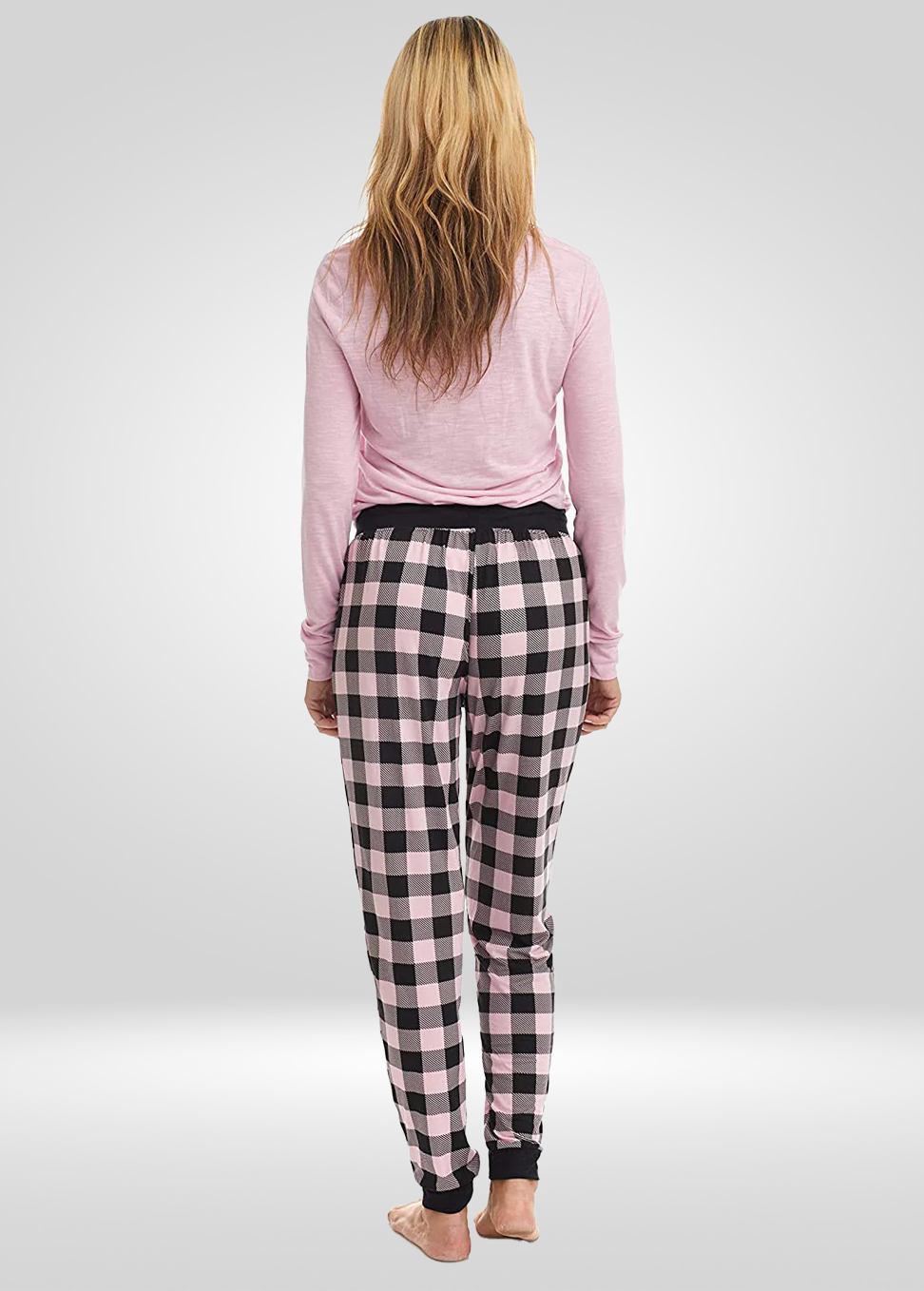 Pink Black Stretch Pajama Bottoms