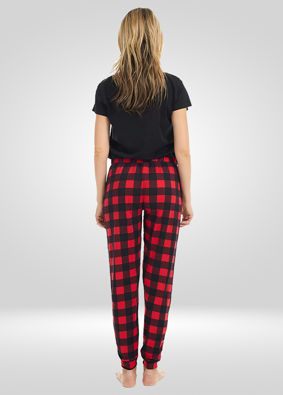 Red Plaid Stretch Pajama Bottoms