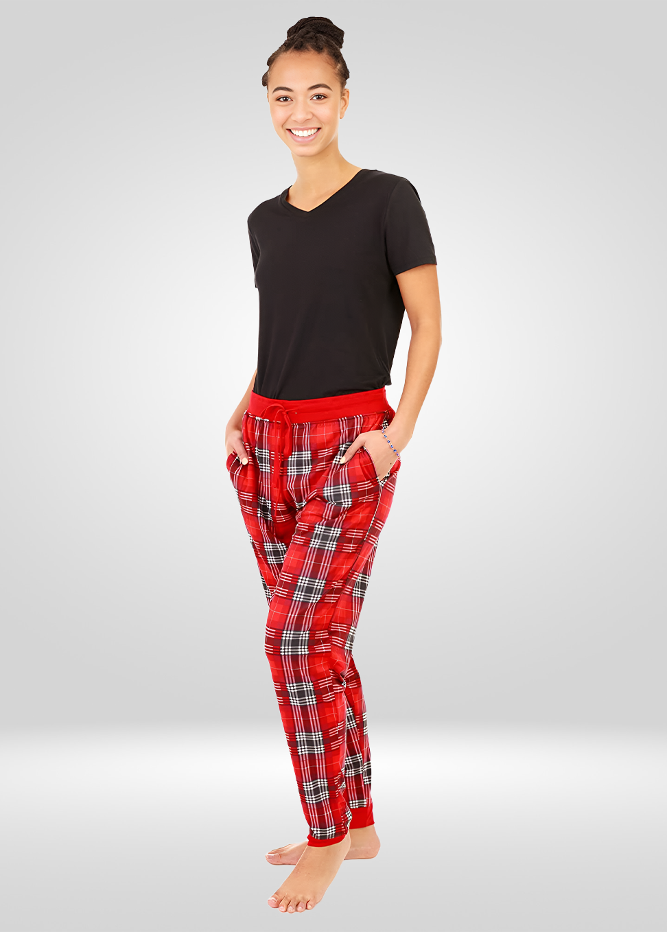Red Tartan Stretch Pajama Bottoms