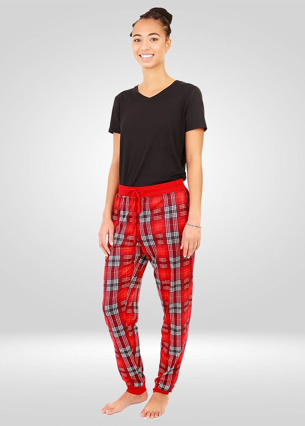 Red Tartan Stretch Pajama Bottoms
