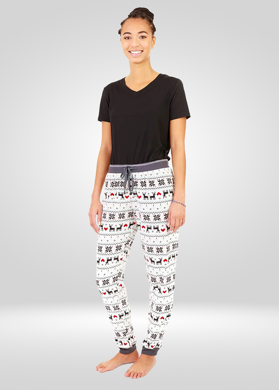 Reindeer Print Stretch Pajama Bottoms