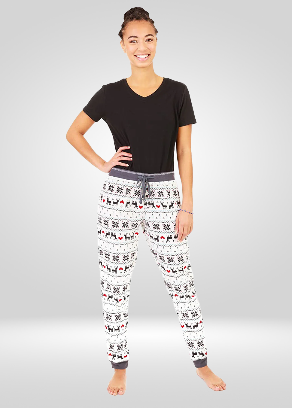 Reindeer Print Stretch Pajama Bottoms