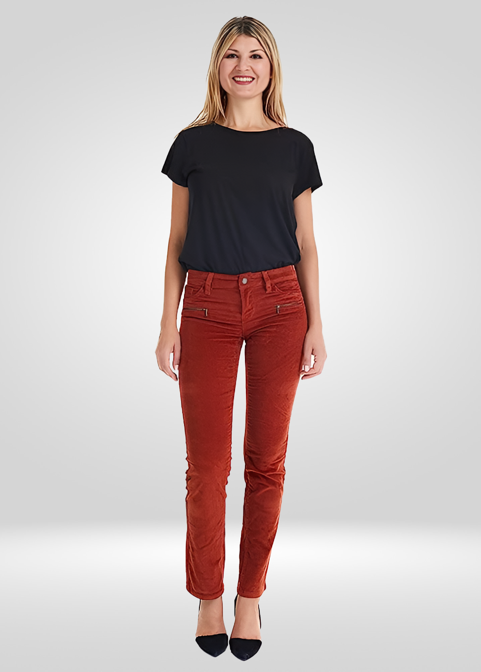 Pantalon en velours côtelé extensible pour femmes