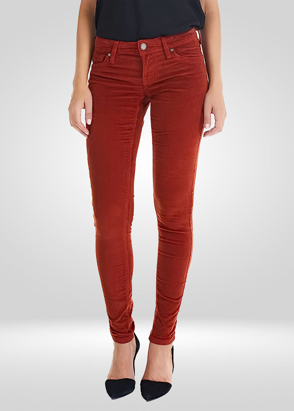 Pantalon en Velours Côtelé Extensible pour Femme