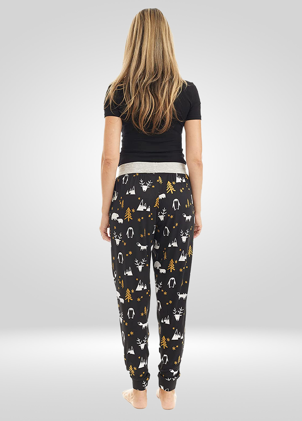 Woodland Black Stretch Pajama Bottoms