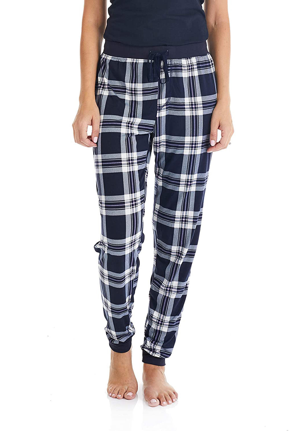 Navy Plaid Stretch Pajama Bottoms Roadrunner Jeans Apparel