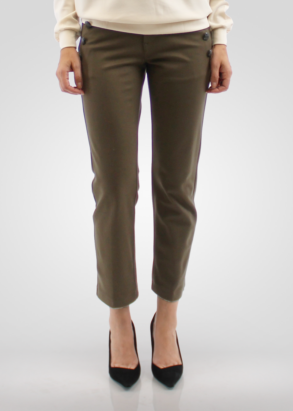 Simon Chang Green Pants with Button Detail