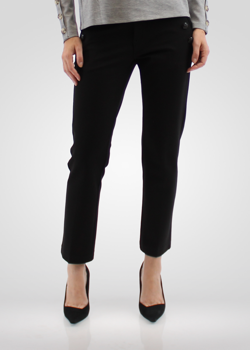 Simon Chang Black Pants with Button Detail