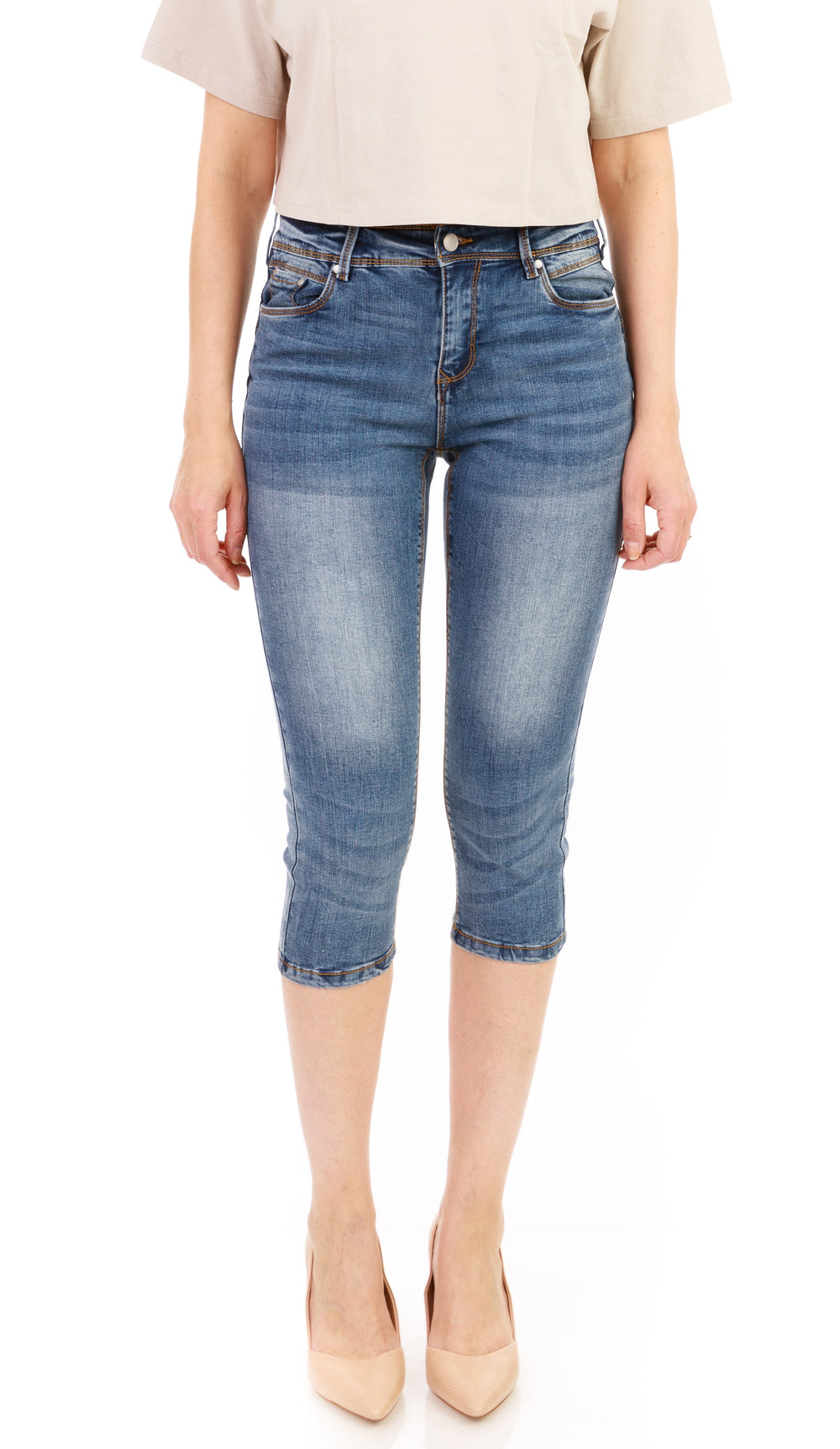 Woman within fashion denim capris