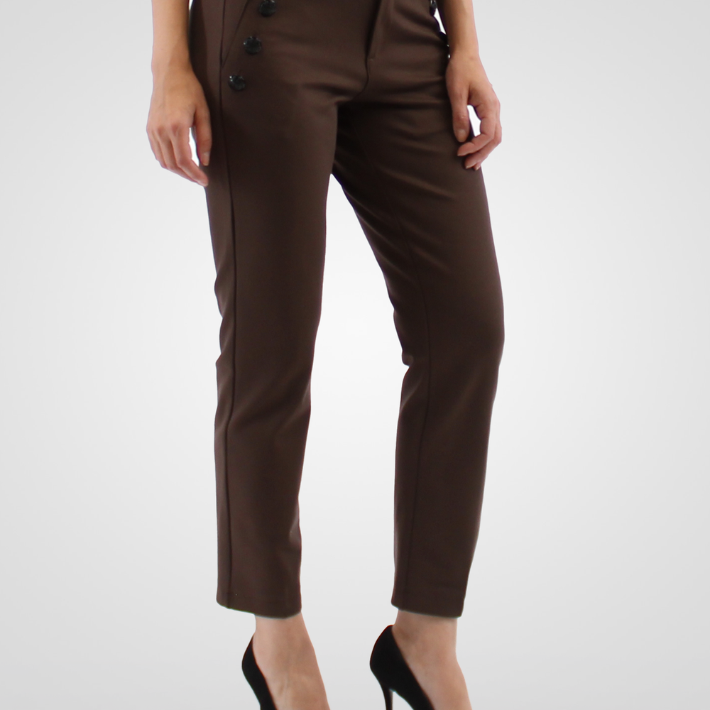 
                  
                    Simon Chang Brown Pants with Button Detail
                  
                