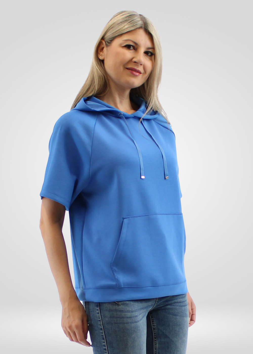 Simon Chang Blue Short Sleeved Hoodie