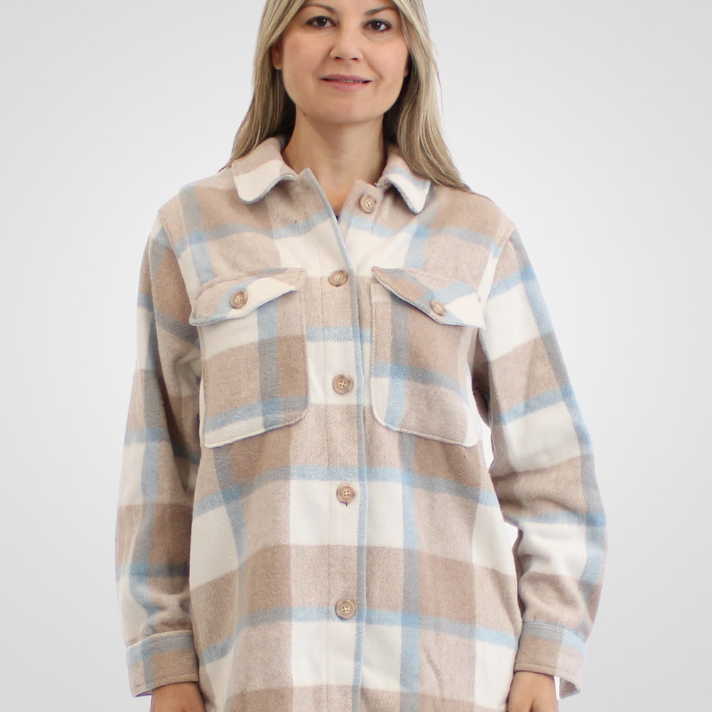 
                  
                    DD77 Women's Light Grey Wooled Shacket
                  
                