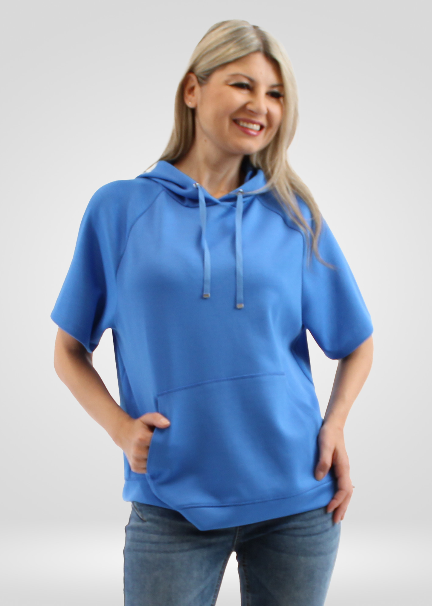 
                  
                    Simon Chang Blue Short Sleeved Hoodie
                  
                