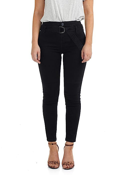 High Waisted Skinny Fit Denim Pants - with Belt