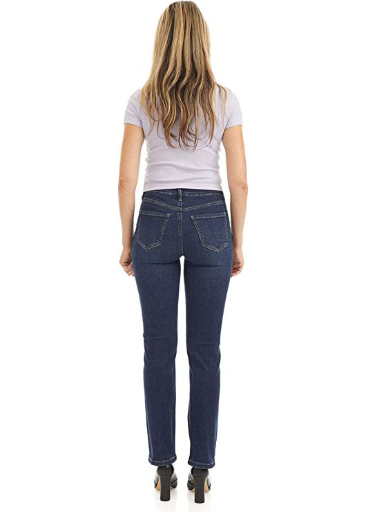 
                  
                    Suko Jeans Jean coupe droite en denim extensible pour femme Taille haute 
                  
                