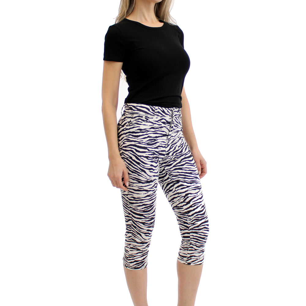 
                  
                    Women's Mid Rise Zebra Printed Stretch Capris
                  
                