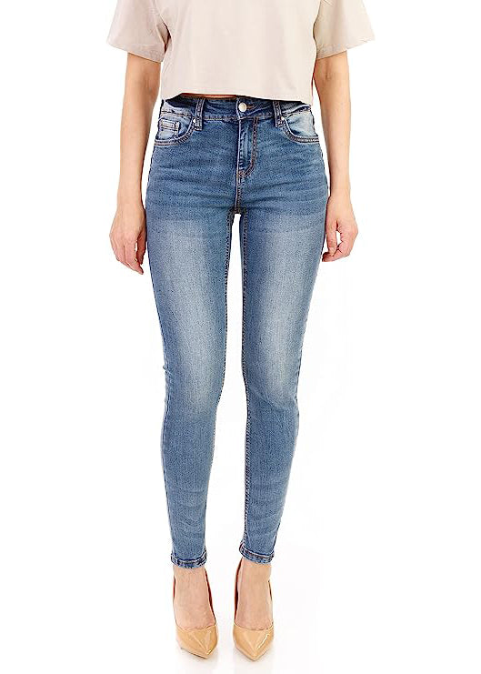 
                  
                    Jean skinny taille haute en denim stretch pour femme
                  
                