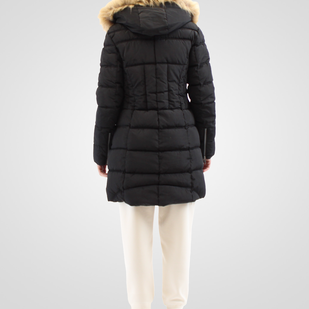 
                  
                    Simon Chang Black Winter Coat wih Faux Fur Hood & Zippers
                  
                