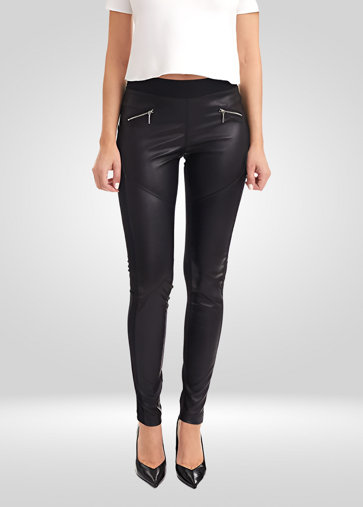 
                  
                    Biker Moto Faux Leather Ponte Knit Legging Pants
                  
                