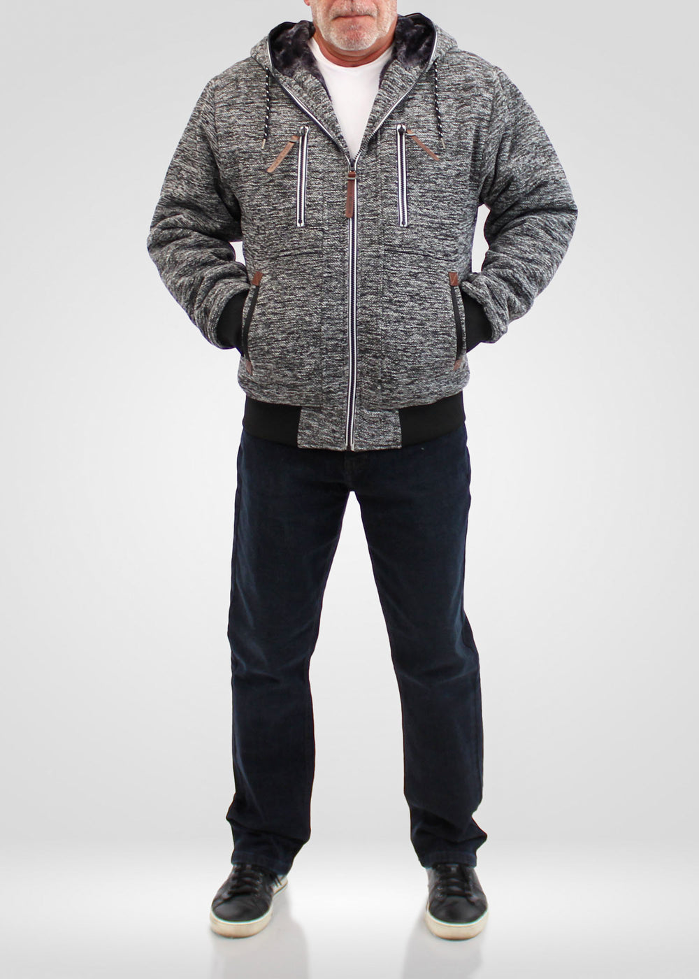 Veste à capuche doublée en sherpa gris URBAN LAUNDRY