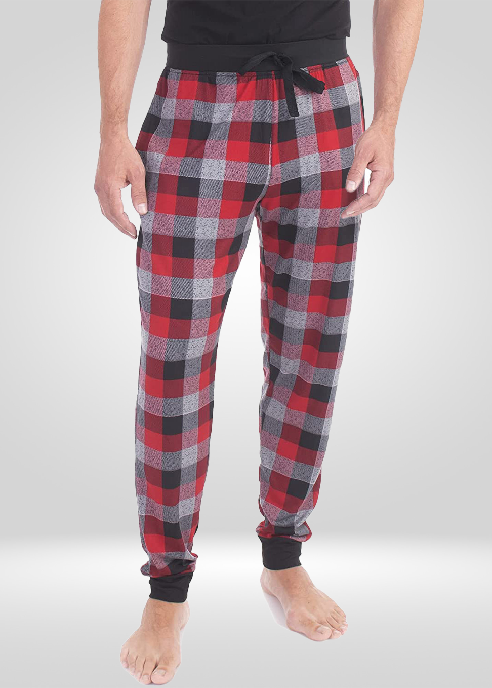 Pyjama Homme Rouge, Gris et Noir - Jogger en Tricot