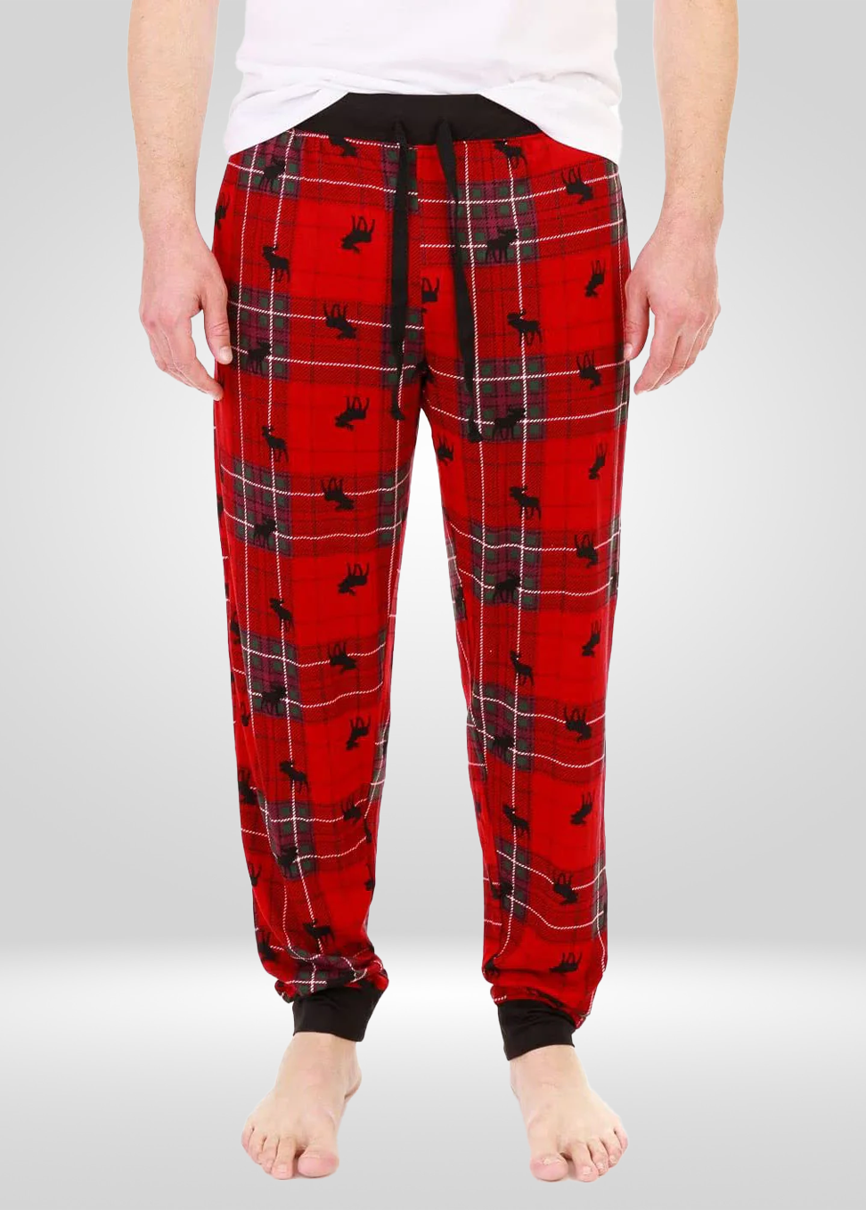 Pyjama Homme Rouge avec Orignal - Jogger en Tricot