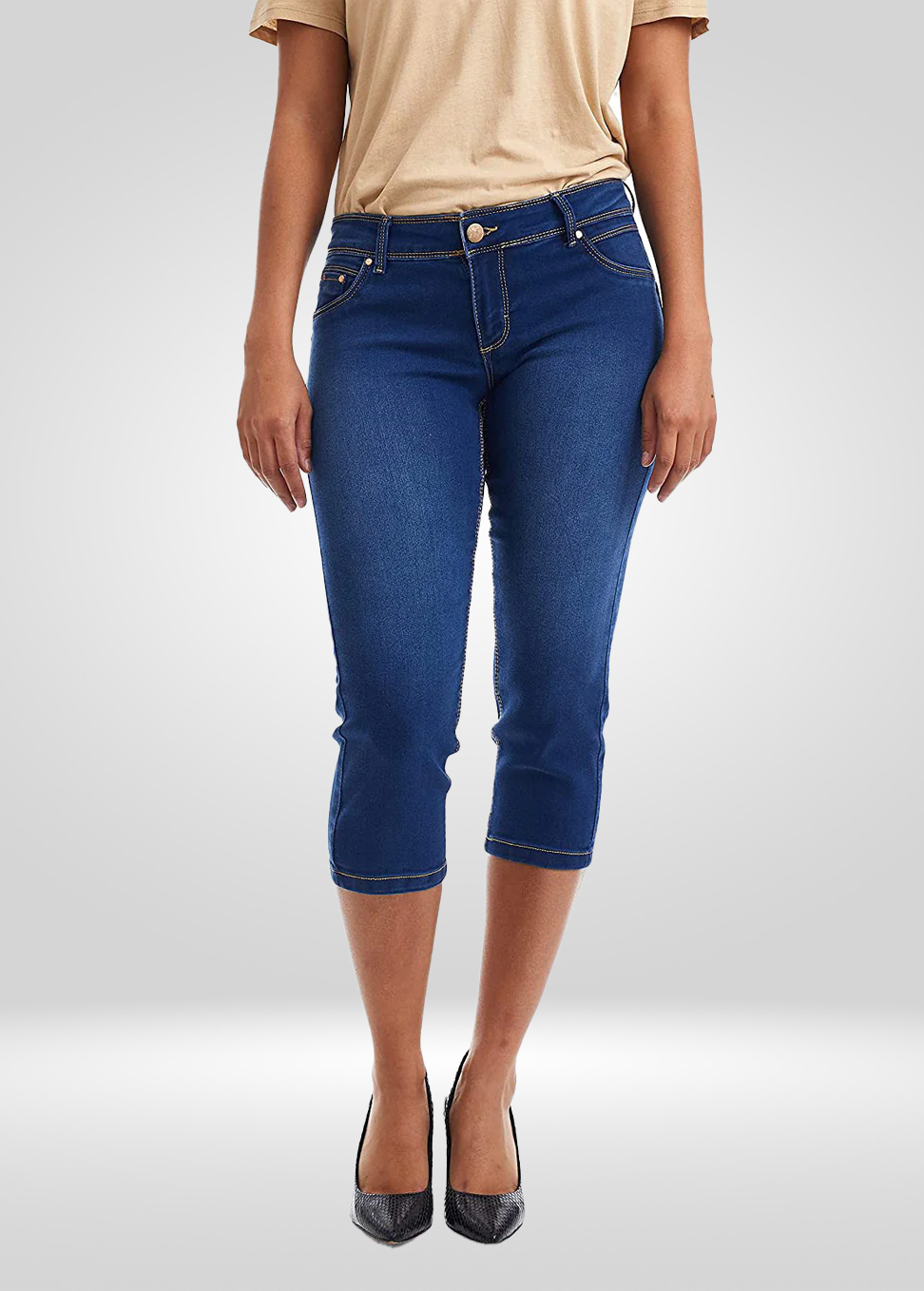 Mid Rise Stretch Denim Capris – Roadrunner Jeans Apparel