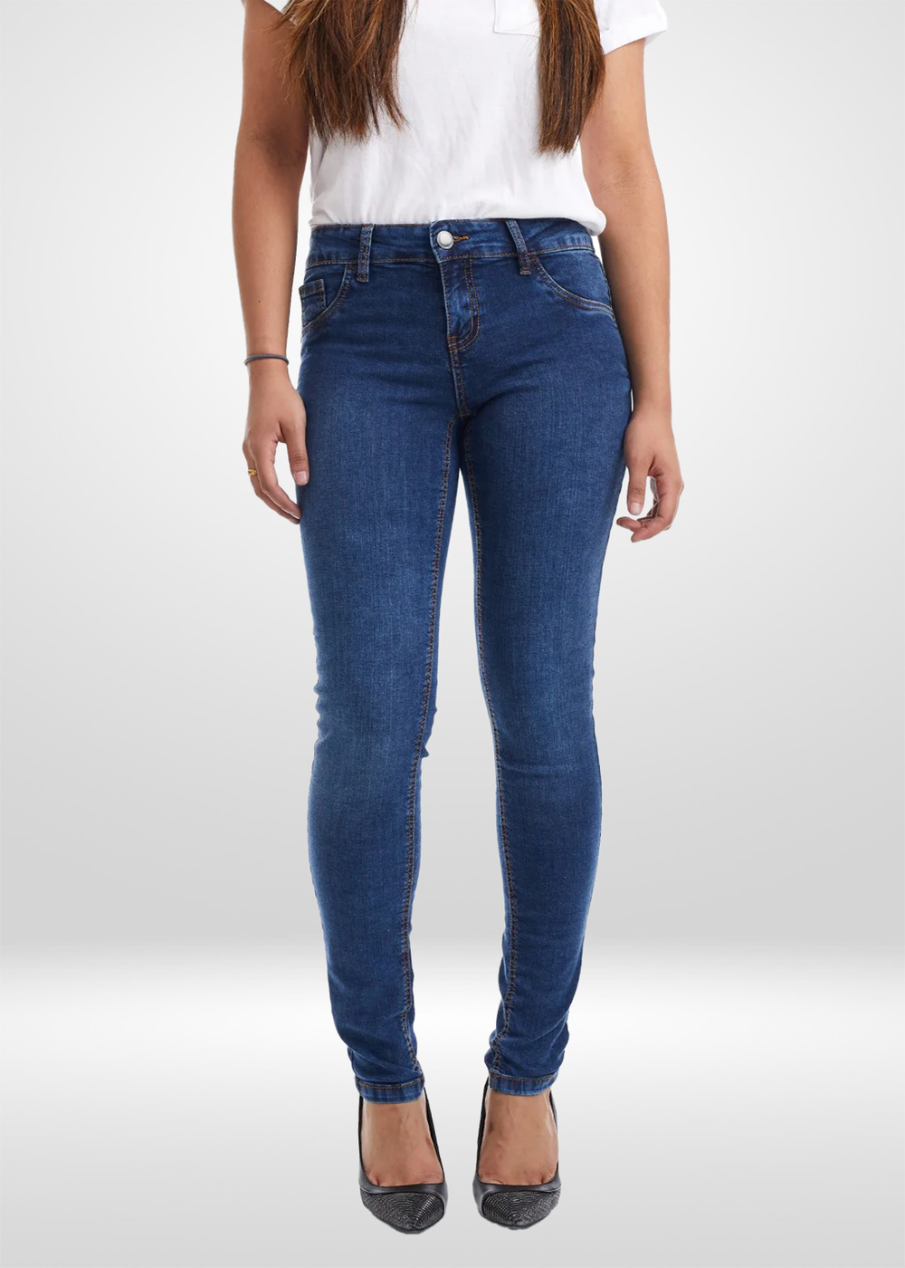 Mid Rise Stretch Denim Skinny Pants