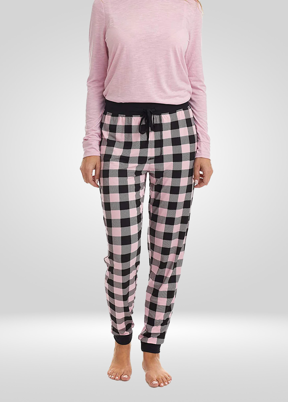 Pink Black Stretch Pajama Bottoms