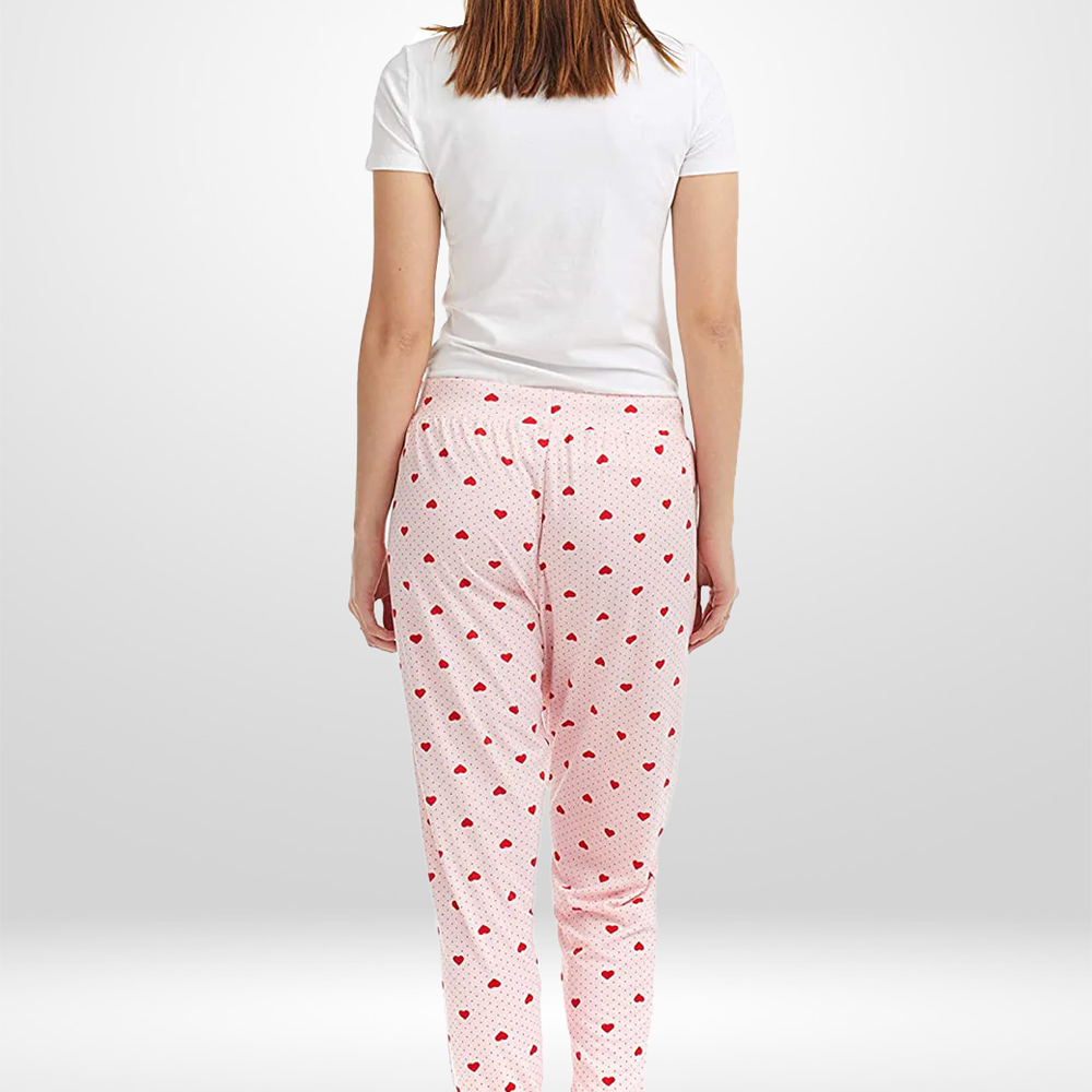 
                  
                    Pink Red Hearts Print Stretch Pajama Bottoms
                  
                