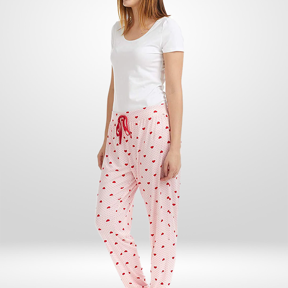 
                  
                    Pink Red Hearts Print Stretch Pajama Bottoms
                  
                