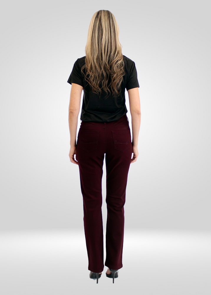 
                  
                    Simon Chang Jeweled Burgundy High Waisted Pant
                  
                