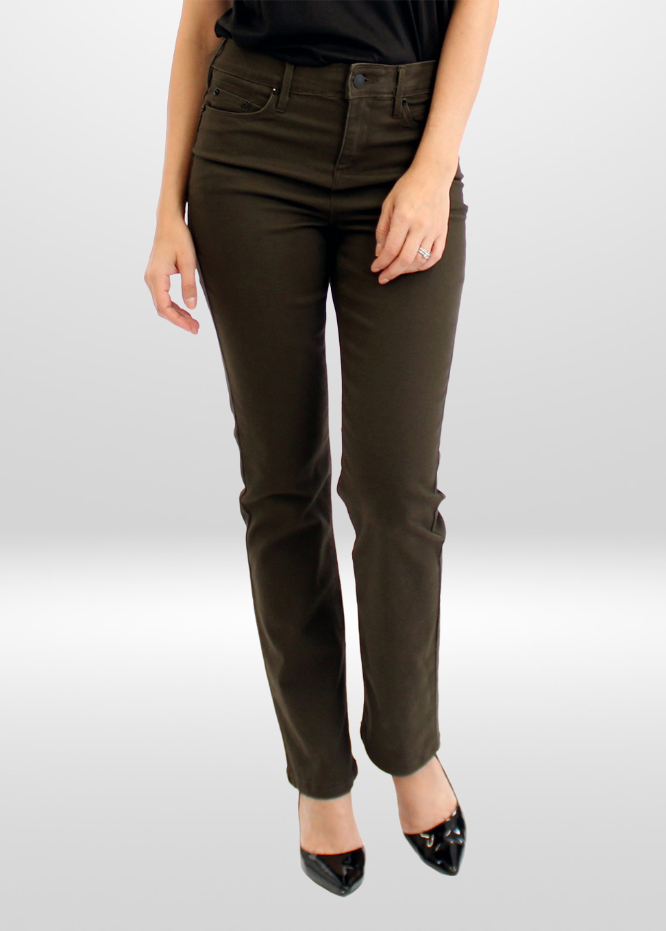 Simon Chang Jeweled Olive High Waisted Pant