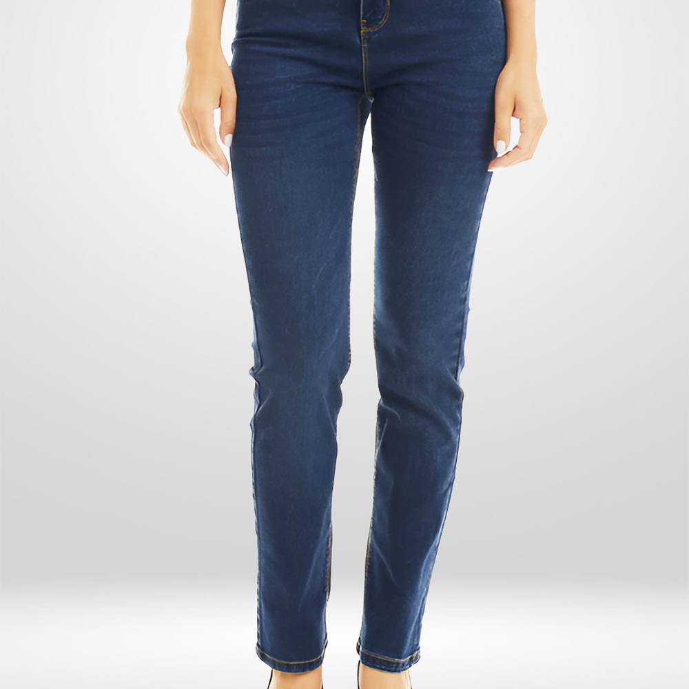 
                  
                    Simon Chang Ladies Stretch High Waist Straight Leg Jean with Tummy Tucker
                  
                