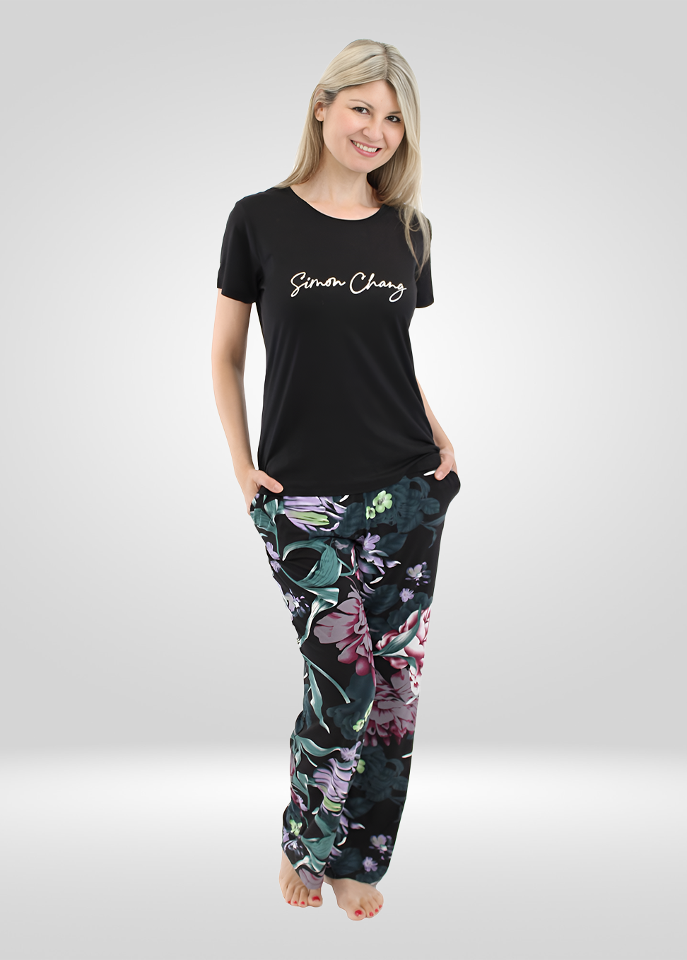 Simon Chang Ensemble de pyjama t-shirt stretch super doux et confortable