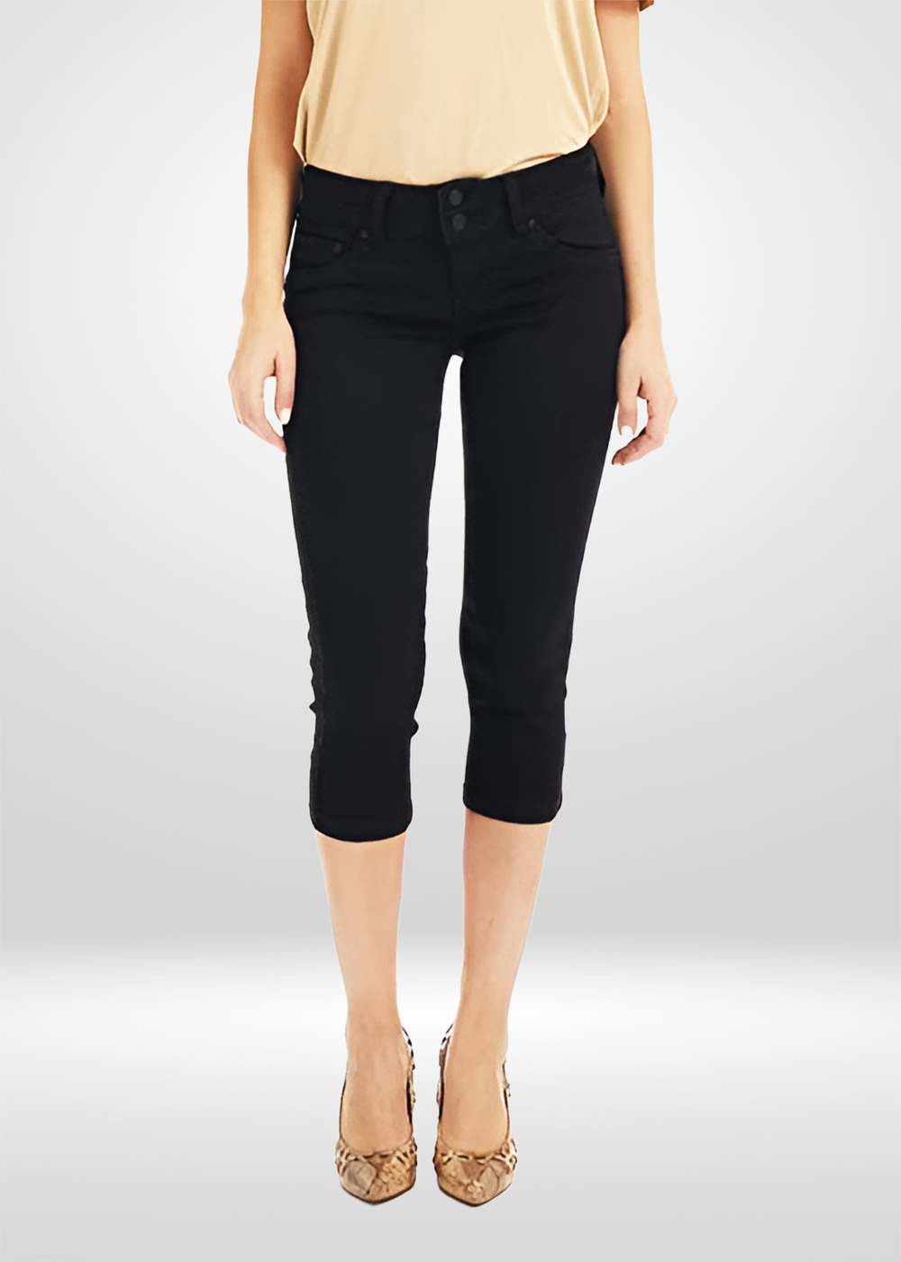 Women's Mid Rise Stretch Denim Capris