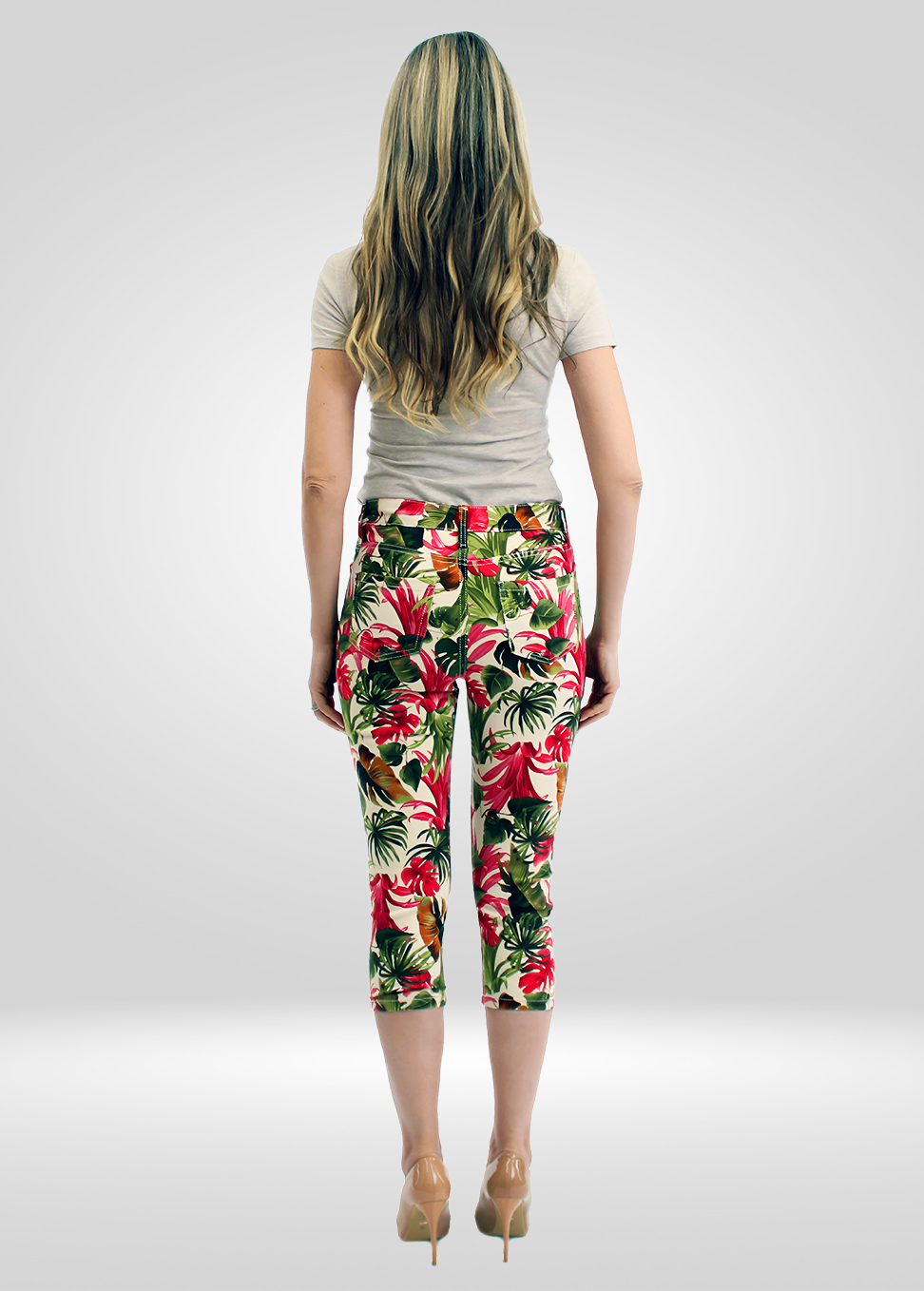 
                  
                    Capris extensible à imprimé tropical taille moyenne pour femmes
                  
                