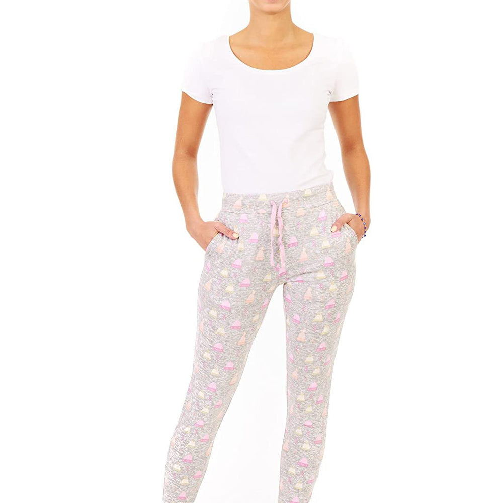 
                  
                    PJ joggers with soft velvety texture, stretch, elastic waistband, drawstring, and stylish ankle cuff. This pattern is little pink, yellow and light orange tuques. It has a pink drawstring that matches the prints\
                  
                