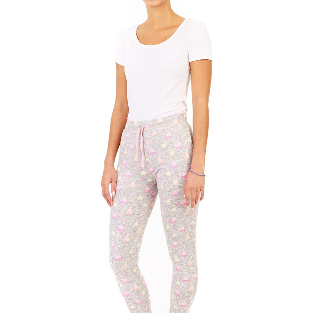 
                  
                    PJ joggers with soft velvety texture, stretch, elastic waistband, drawstring, and stylish ankle cuff. This pattern is little pink, yellow and light orange tuques. It has a pink drawstring that matches the prints
                  
                